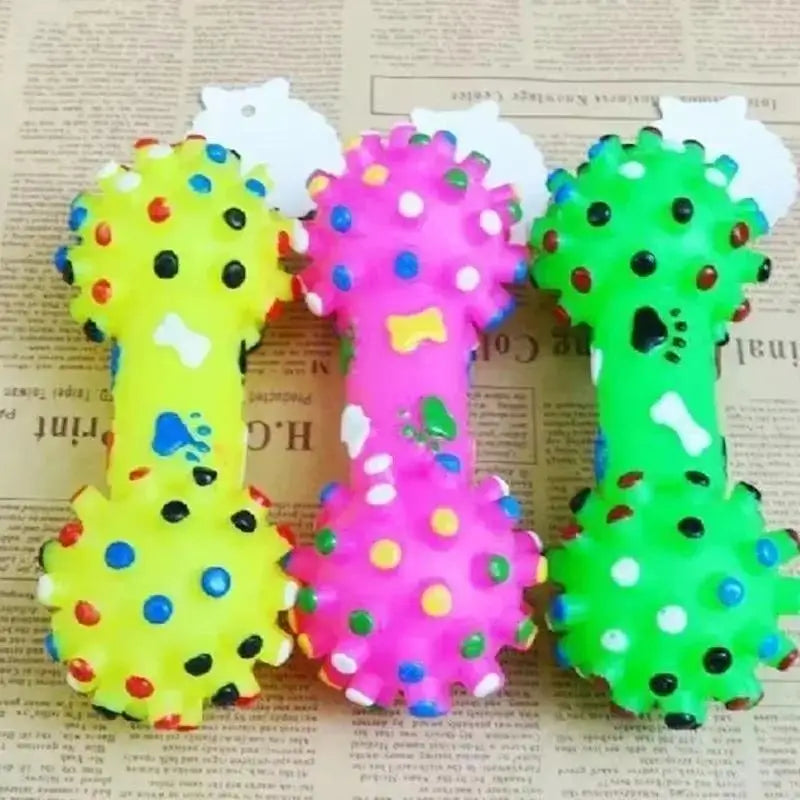 Durable Squeaky Dumbbell Dog Chew Toy