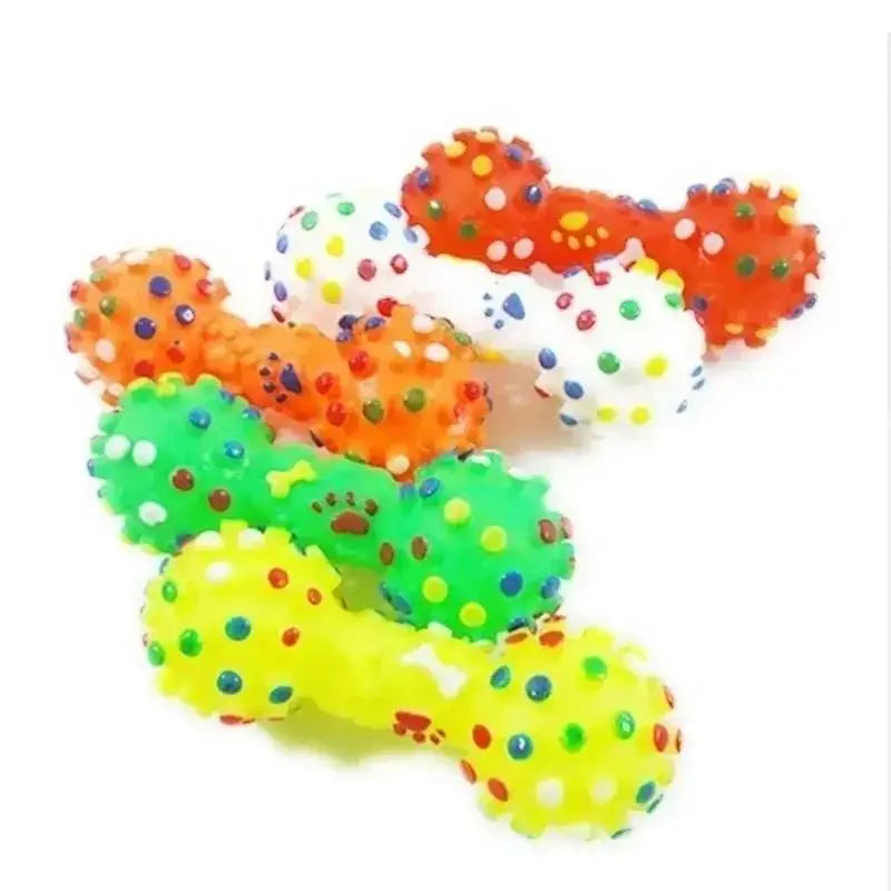 Durable Squeaky Dumbbell Dog Chew Toy