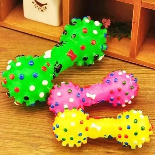 Durable Squeaky Dumbbell Dog Chew Toy